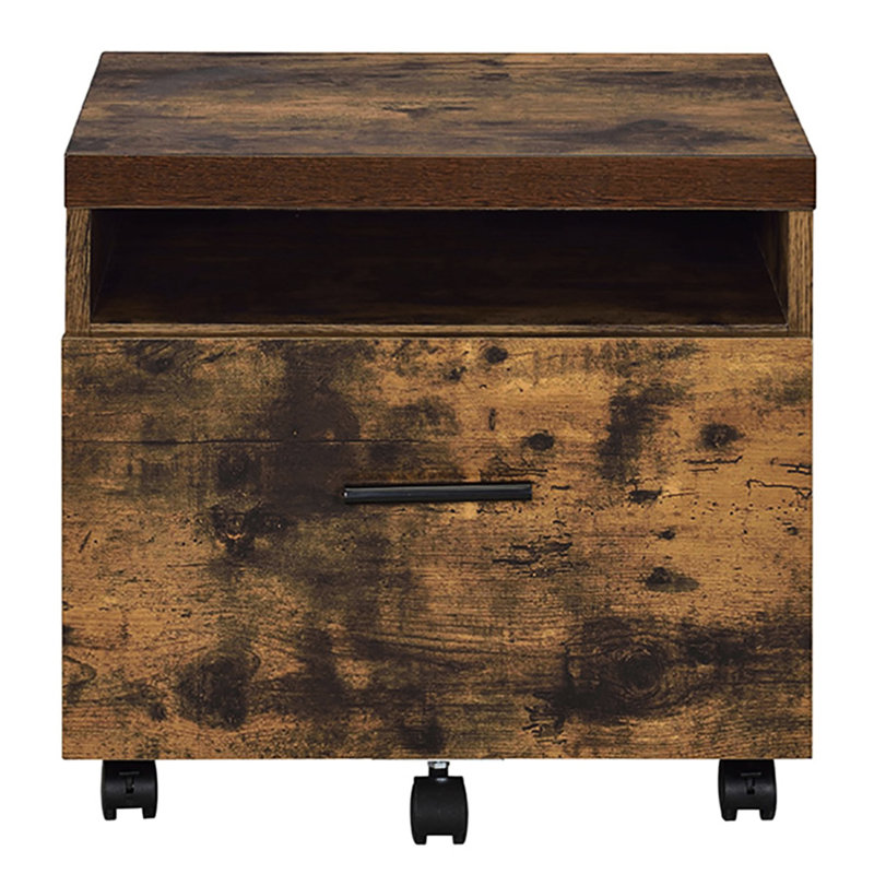 Classeur rustique en chêne patiné et noir patiné avec tablette et rangement facile H 18,5 po x l 19,5 po x P 16,5 po