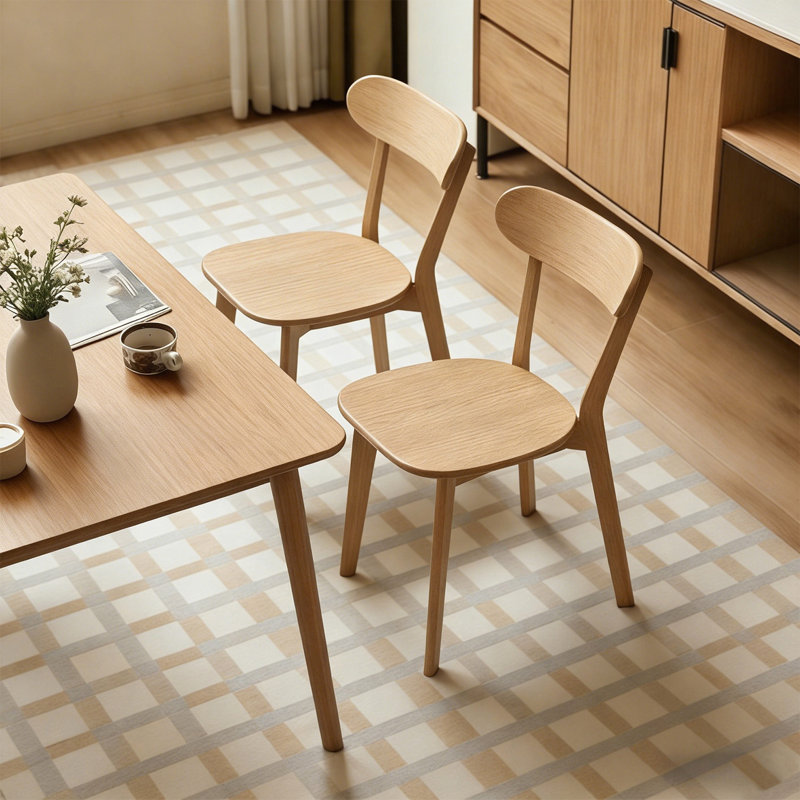 Ensemble de 2 chaises de salle à manger en bois massif naturel, Bois
