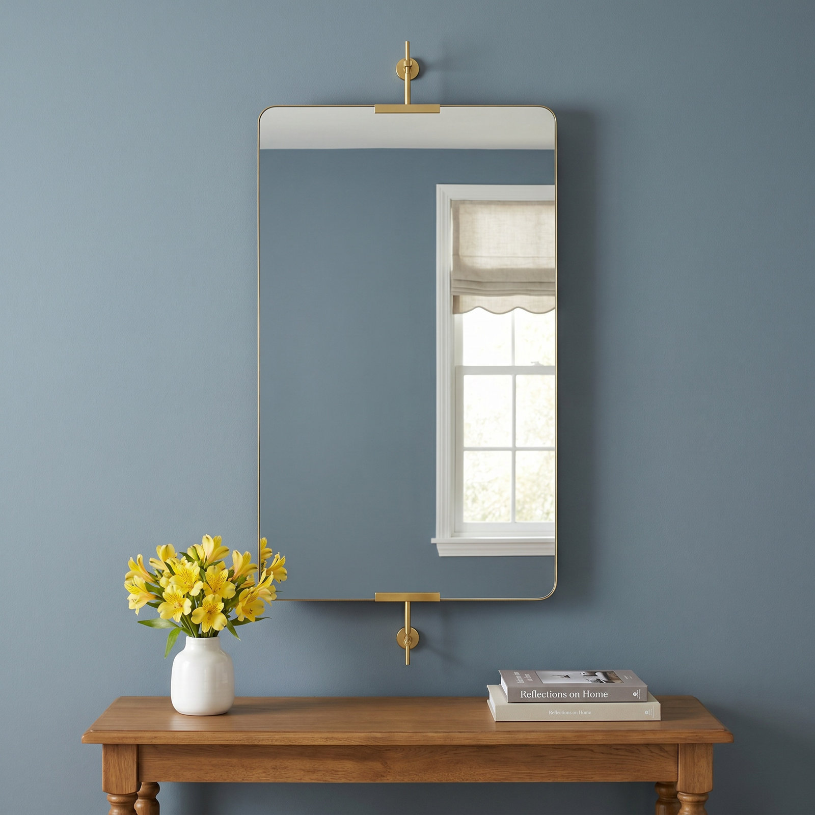 Guava Metal Rectangle Mirror, 46" x 24", Gold