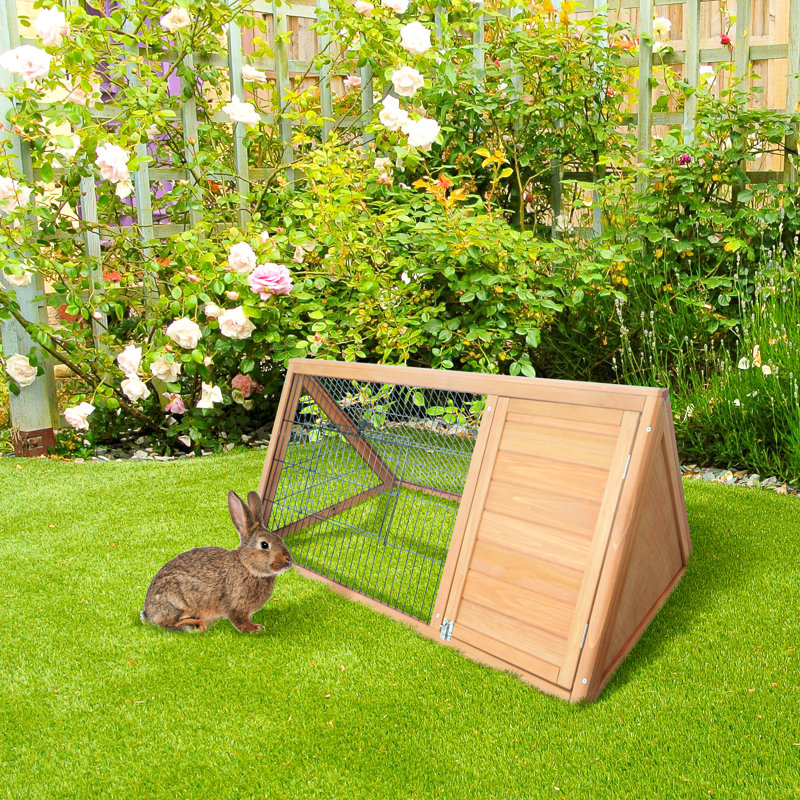 Cage pour animaux 46 po x 24 po en bois jaune pour l'extérieur avec fil de ventilation et de ventilation