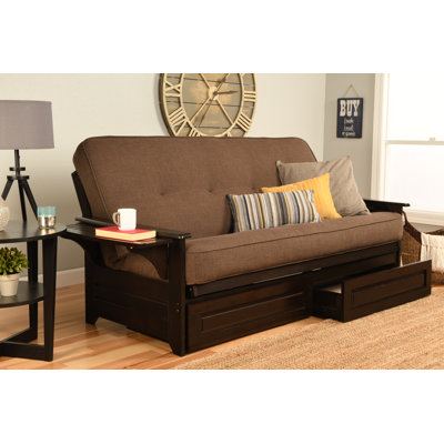 Johnte Full 80" Futon Frame and Mattress with Drawer set