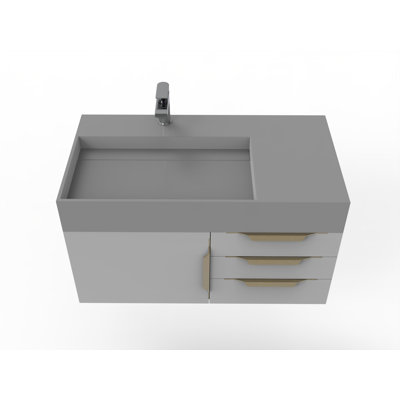 Ensemble de meuble-lavabo mural simple 36 po Bassi