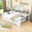 Lit de jour en bois avec tiroirs, bureau et tablettes