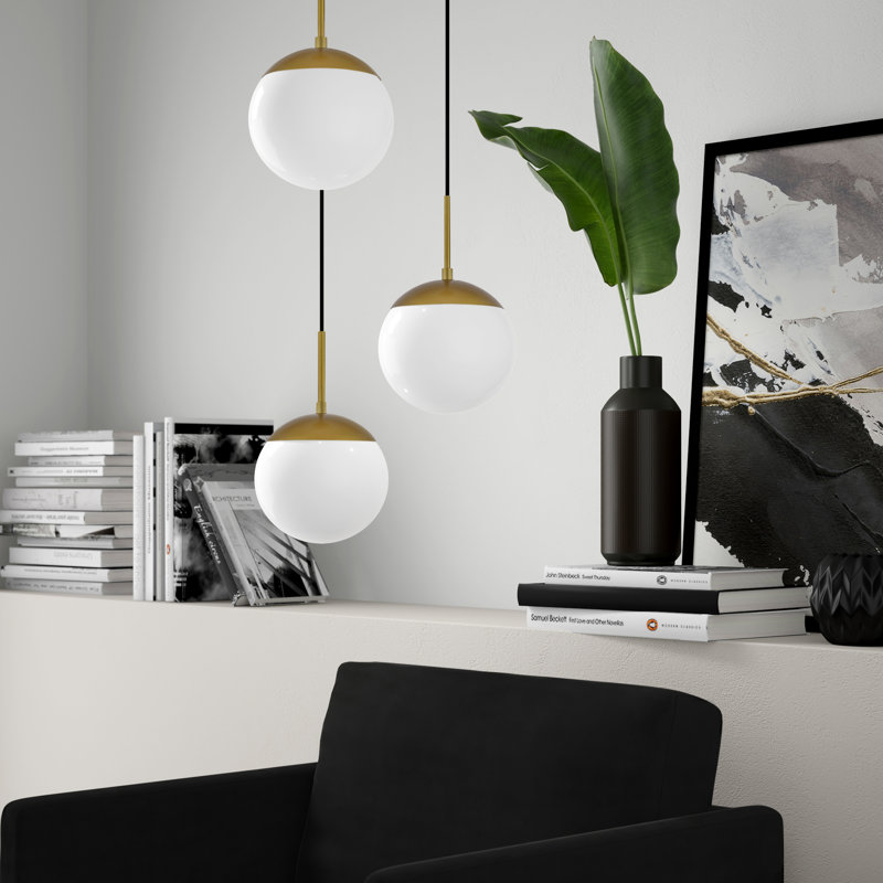 Yearby - Light Cluster Pendant, Black, Frosted White, 3 Lights