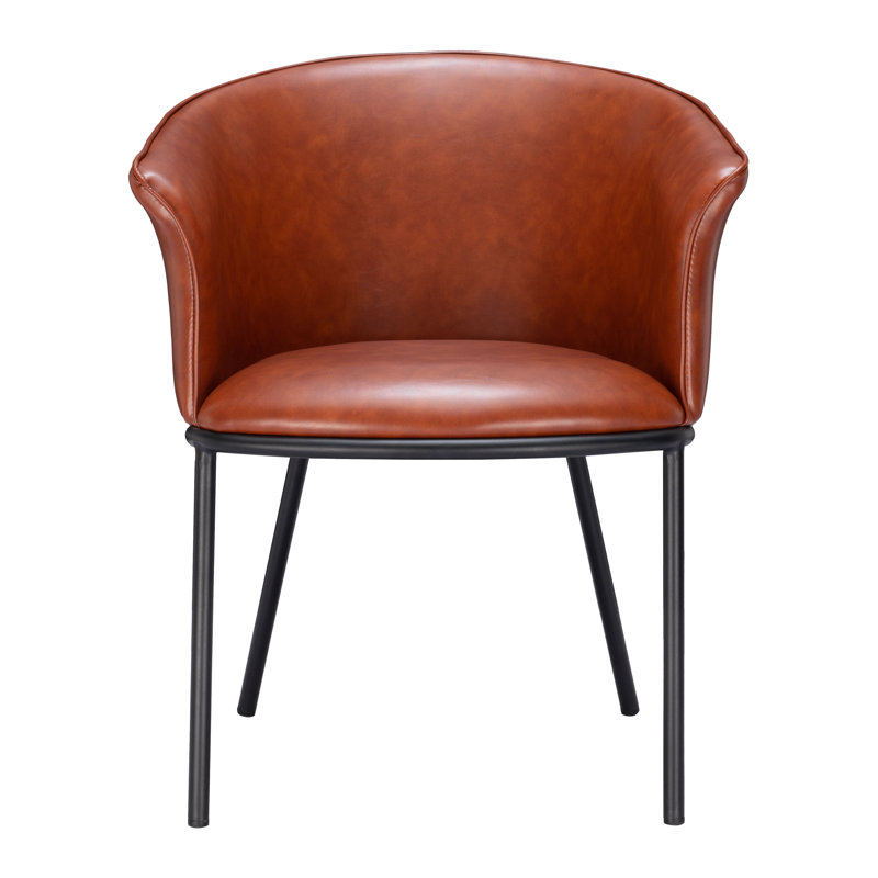 Chaise avec accoudoirs en polyuréthane Garston, Brun