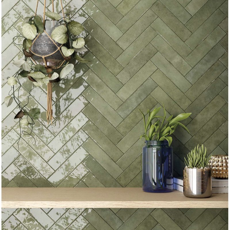 Tribella | 2.5" X 10" Porcelain Wall Tile, Sage Green