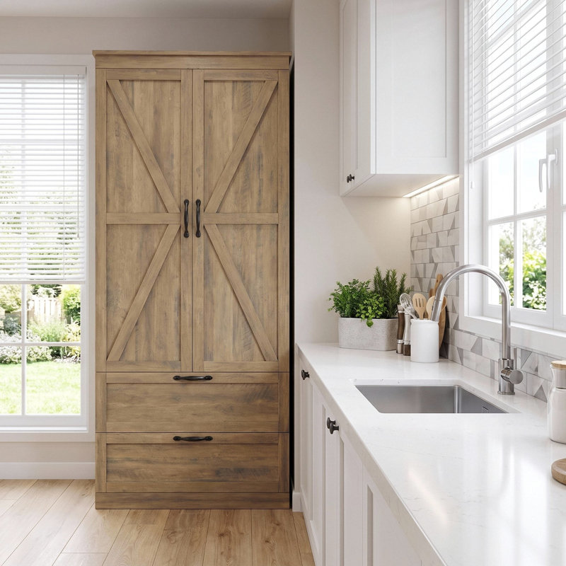 Bergeron 70.3'' Kitchen Pantry, Rustic Brown