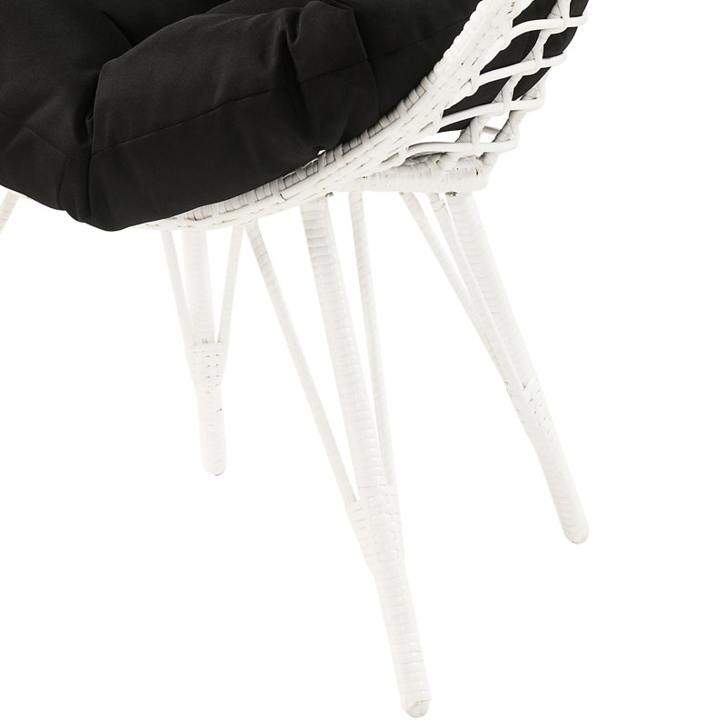 Chaise de patio relaxante pour l'extérieur avec coussin blanc - noir et élégant rembourrage en mousse de jardin noir / blanc