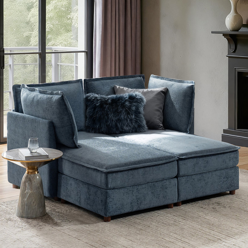 Canapé modulaire surdimensionné de 60 po avec rangement Werts de Werts, Bleu