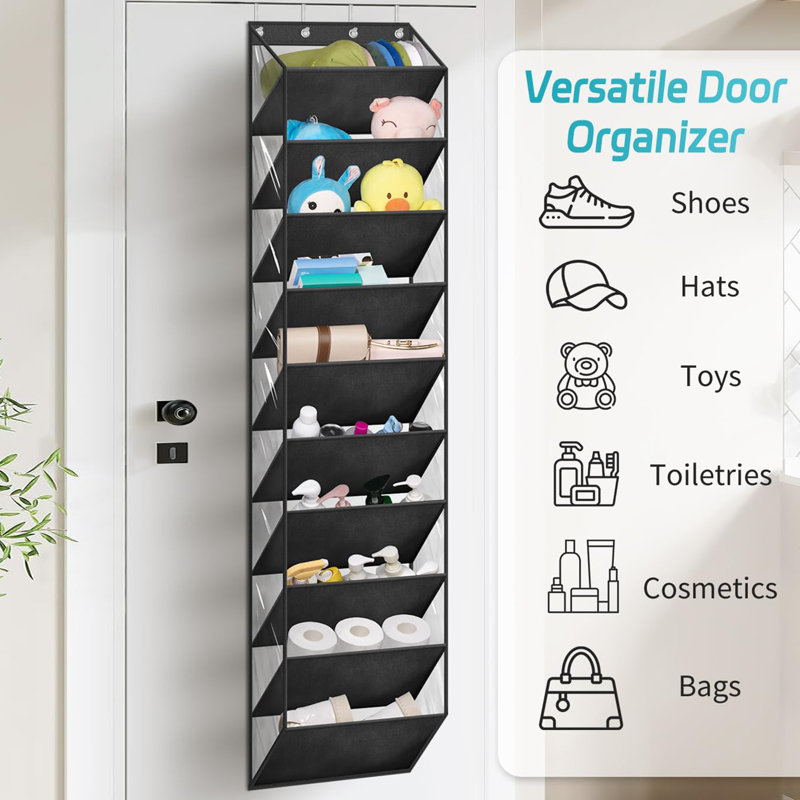 10-Tier Transparent Over-the-Door Shoe Storage Rack, Deep Pocket Large Hanging Shoe Rack, Can Hold 20 Pairs of Sports Shoes