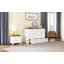 Commode pour lit escamotable en pin massif avec station de charge et grand tiroir de rangement pour bureau à domicile ou petite pièce, blanc et noyer-1220963375