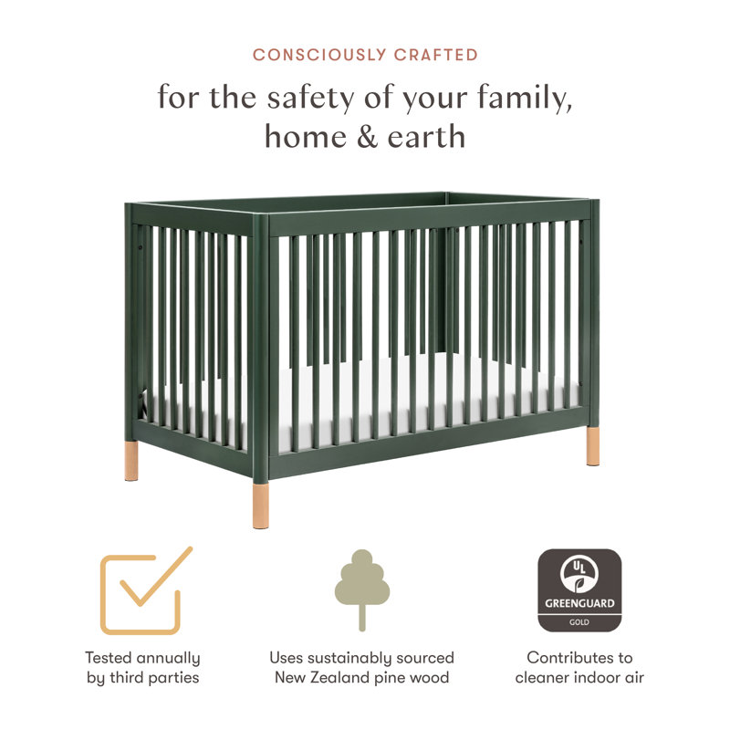 Gelato 4-in-1 Convertible Crib, Forest Green/Beige
