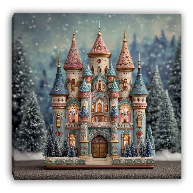 «Enchanted Holiday Castle», art mural sur toile tendue, H 12 po x l 12 po