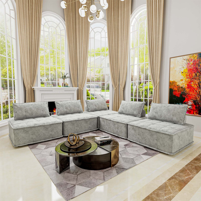 Chenille Sofa, Light Gray Chenille