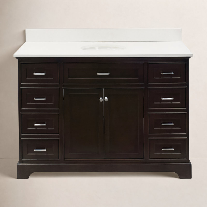 Ronnie 60" Single Bathroom Vanity Set with Chocolate Cabinet and Quartz Countertop, Chocolate, Quartz
