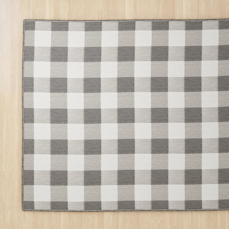 Tapis intérieur / extérieur gris / ivoire Lyle, Rectangle 6 pi 7 po x 9 pi 6 po