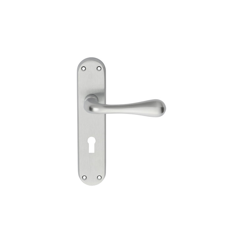 Astro Lock Door Handle, Satin Chrome