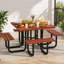 Spacious Square Picnic Table Set with Built-in Benches, Solid Wood Top, and Umbrella Hole for Outdoor Gatherings