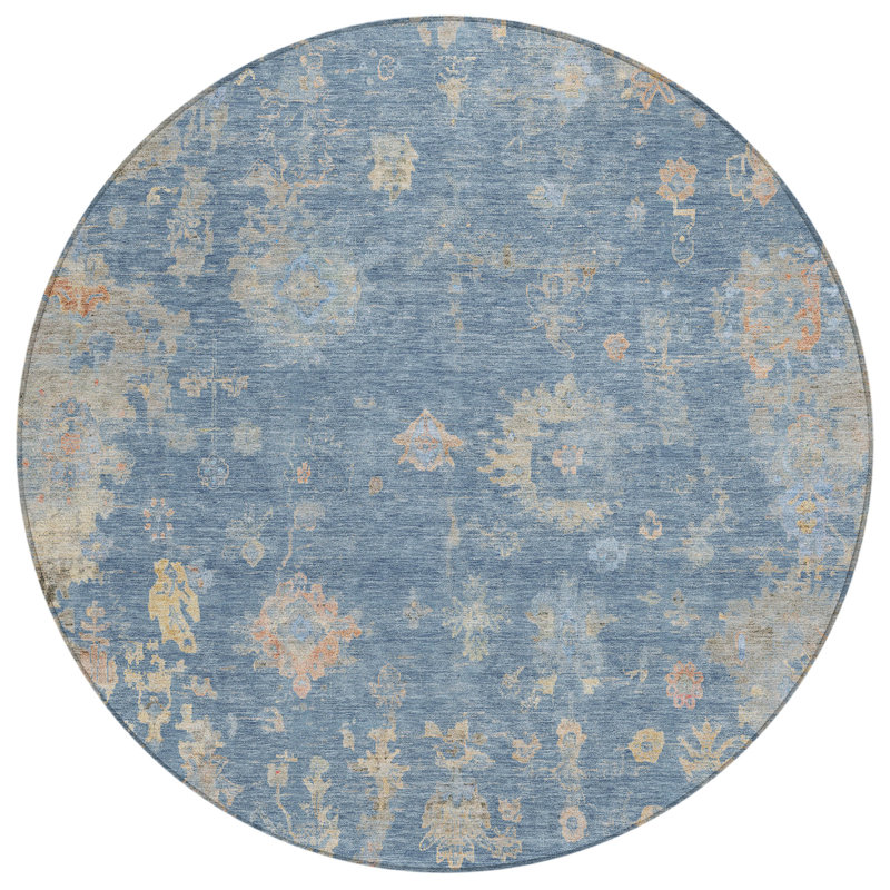 Machine Washable Indoor/Outdoor Mattis ACN2302 Global Rug, Round 8'