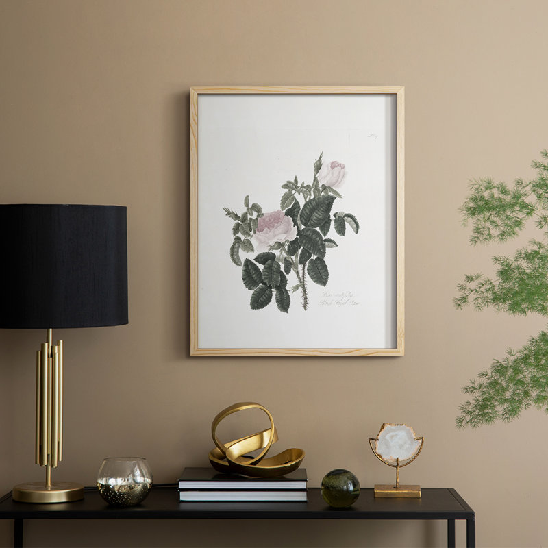 Impression florale vintage encadrée CLxxxix - bois massif, Natural, H 21 po x l 17 po