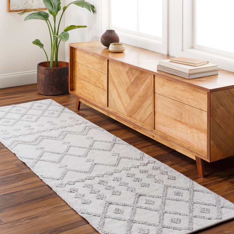 Geometric Area Rug, Light Gray, Runner 2'6" x 8'
