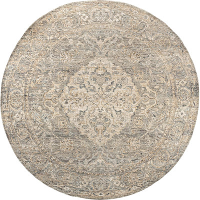 Hand Knotted Oriental Area Rug in Gold/Gray/Beige