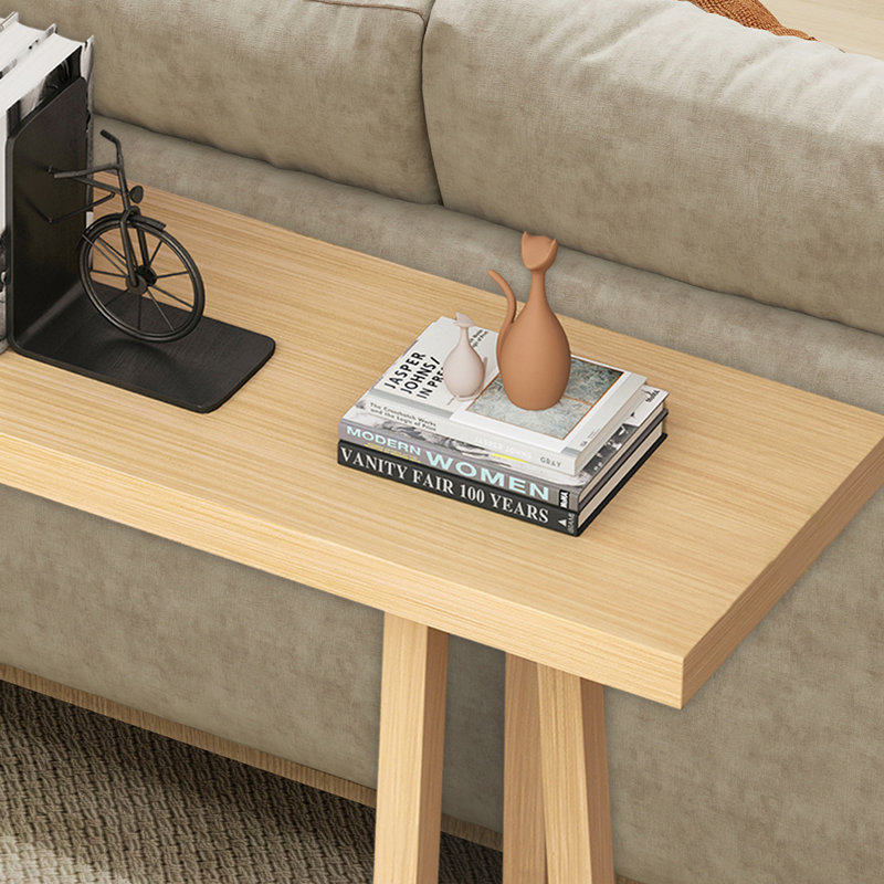 Console rectangulaire intérieure / extérieure l 59,82 "avec comptoir en oxyde de magnésium et pieds en métal, Bois naturel