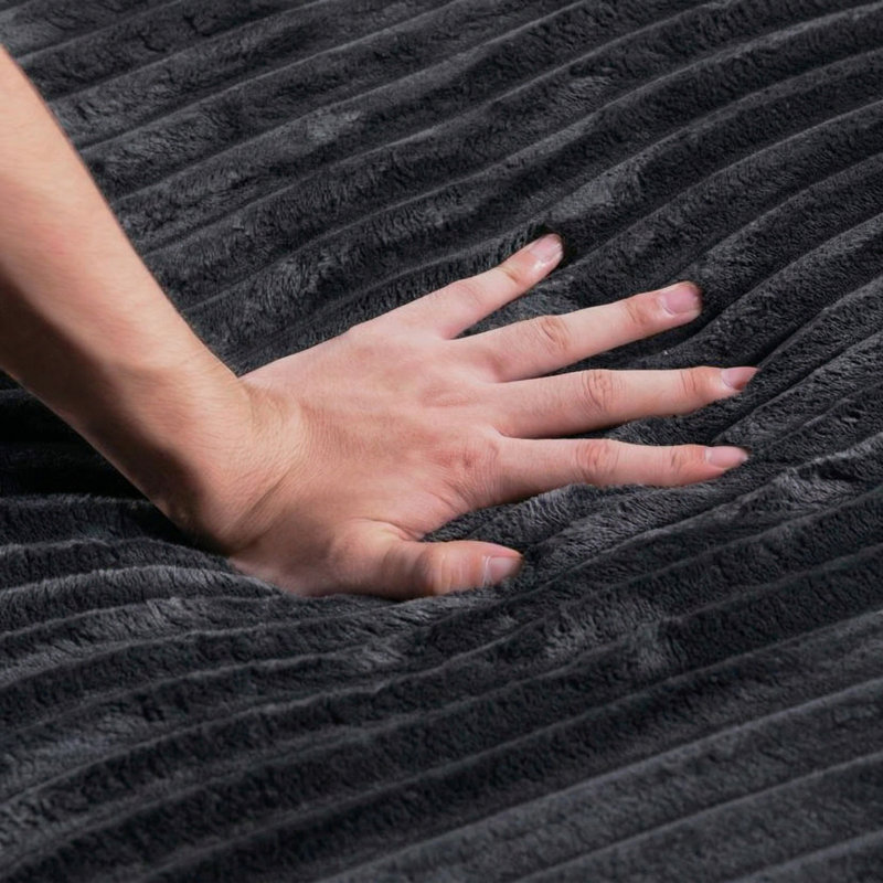 Canapé modulaire en L Corduroy, Velours côtelé gris
