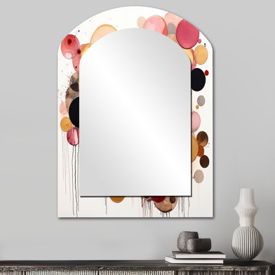 Après-midi de rêves bohème chic rétro or rose - arche géométrique, miroir décoratif mural, grand miroir asymétrique rose, impression d'art en métal