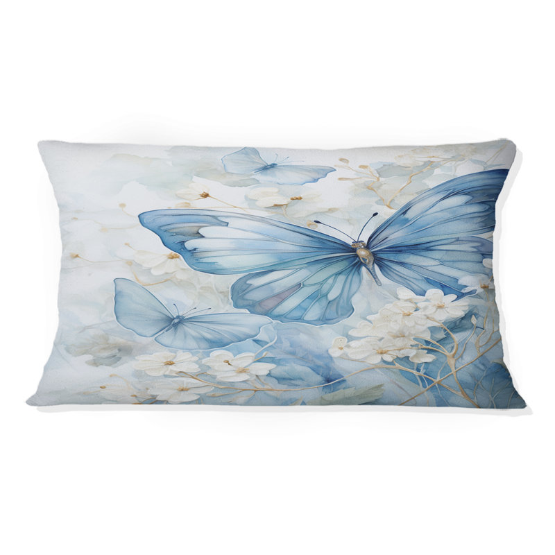 Coussin Blue Butterfly Whispering Wings II - imprimé papillon