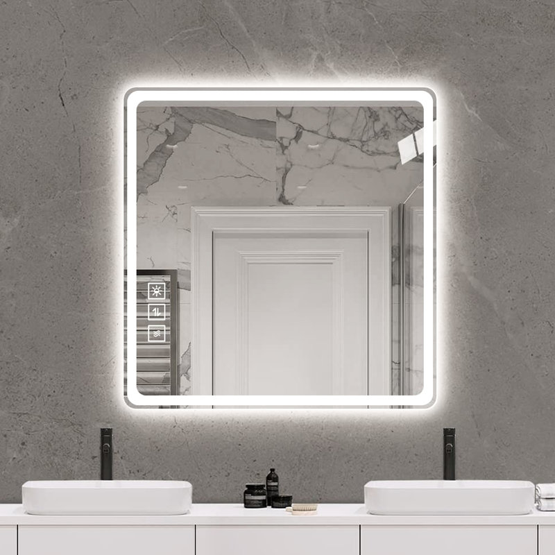 Miroir de salle de bain 36 po x 36 po -, brouillard, rouille, lumières 36 x 36