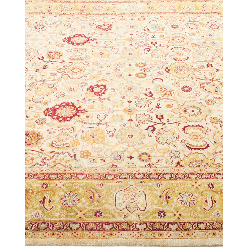 Tapis unique ivoire / beige / brun noué à la main Keller de 6 pi 2 po x 8 pi 10 po Keller