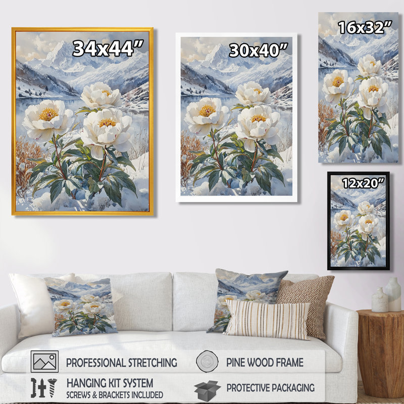 Gleeta - reproduction d'art sur toile florale, Argent argent, H 20 po x l 12 po, Reproduction encadrée d'une seule photo