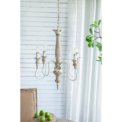 Élégant lustre en bois à 4 lumières pour la cuisine, la salle à manger et le vestibule avec chaîne réglable (ampoule non incluse)