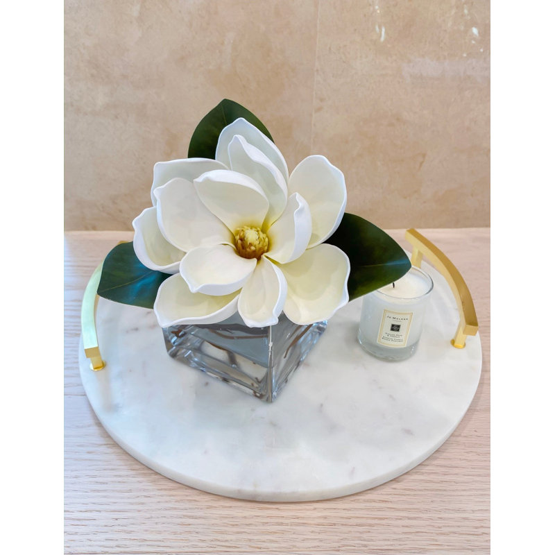 Cream Magnolia Real Touch Faux Floral Arrangement - Premium Centerpiece