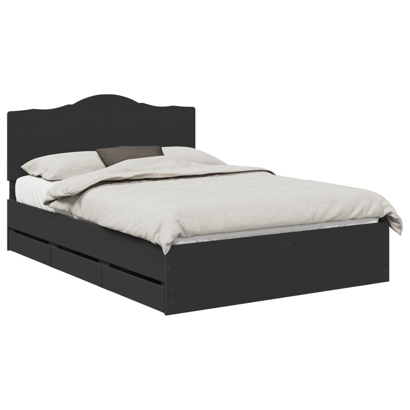Bed Frame, European Kingsize (160 x 200 cm), Black