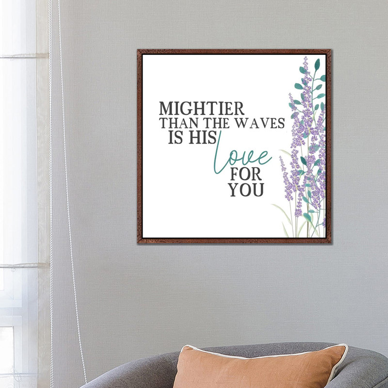 His Love Floral 1 Piece Wall Art on Canvas, 66.04cm H x 66.04cm W x 3.81cm D, Classic Brown Wood Framed