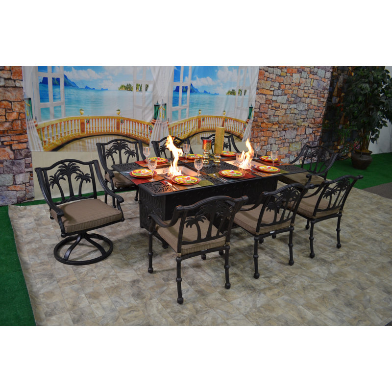 Keefe 8 - Person Patio Dining Set with Rectangular Table , Cushions Included
