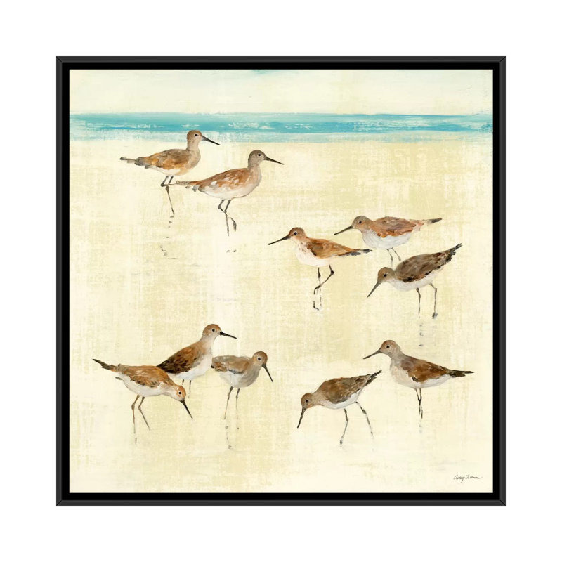 Impression sur toile Sandpipers, H 18 po x l 18 po x P 1,5 po, Toile avec cadre noir, Pas de tapis