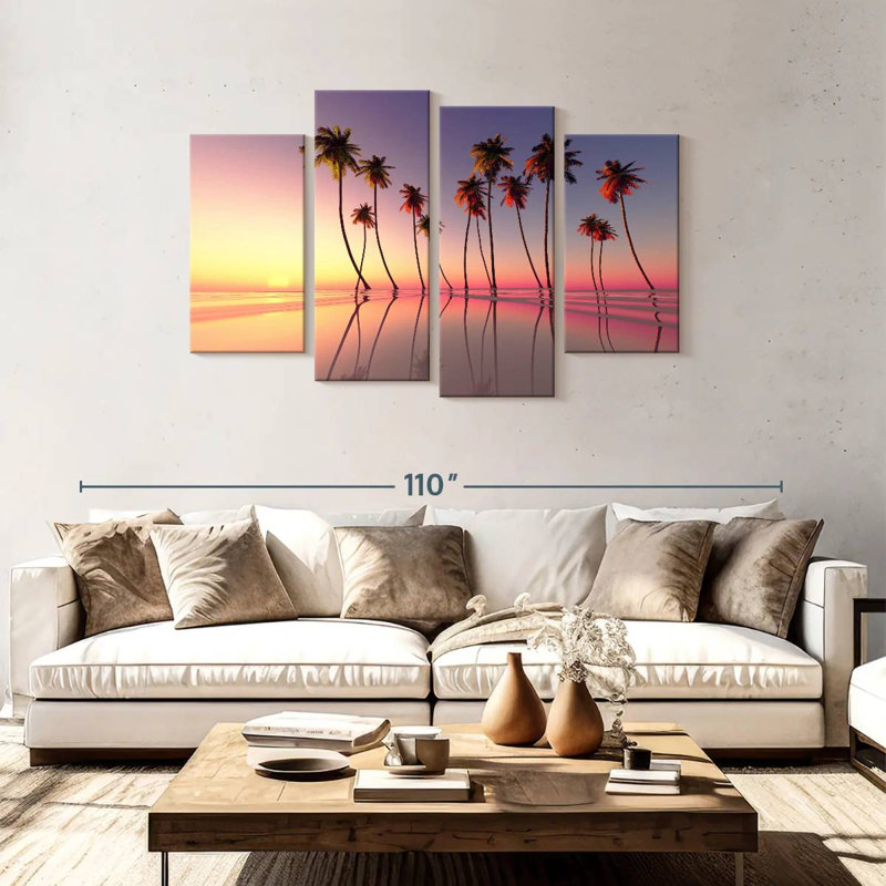 Gillard Palm Trees Pink Sunset, 48" H x 75" W
