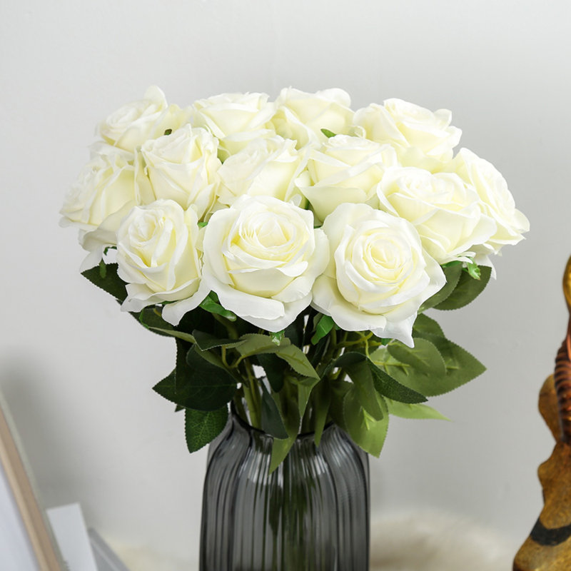 12 pièces roses artificielles fleurs artificielles