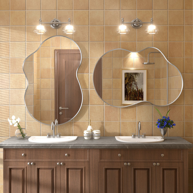 Miroir mural Amara, 36 po x 24 po, Argent brossé