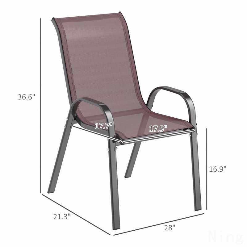 Outdoor Mesh Chairs Set Of 4,Stackable Chairs, Dark Brown