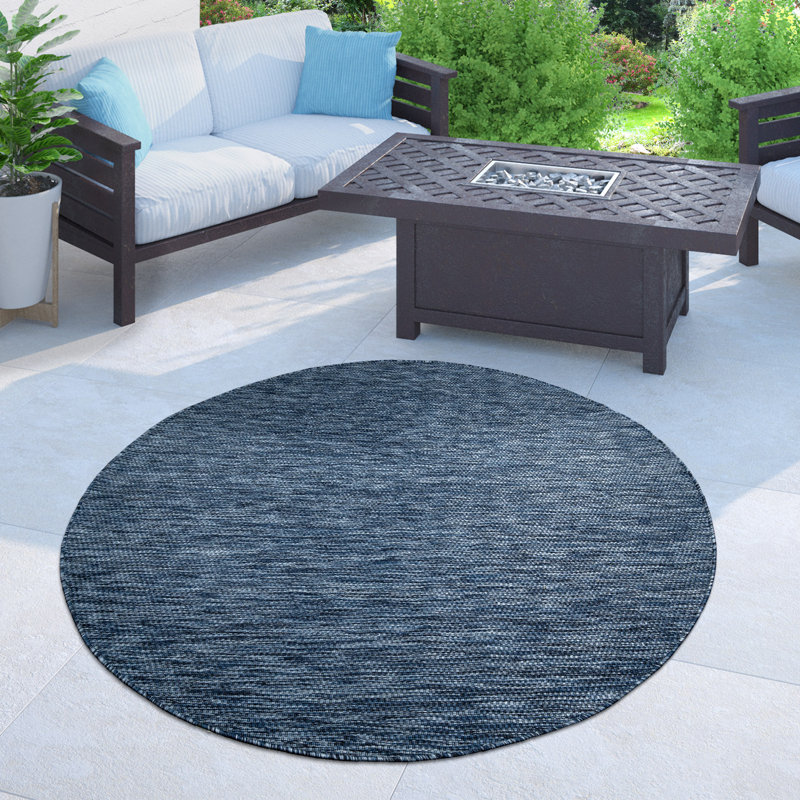 Iyana Machine Woven Indoor/Outdoor Area Rug, Round 3'11", Blue