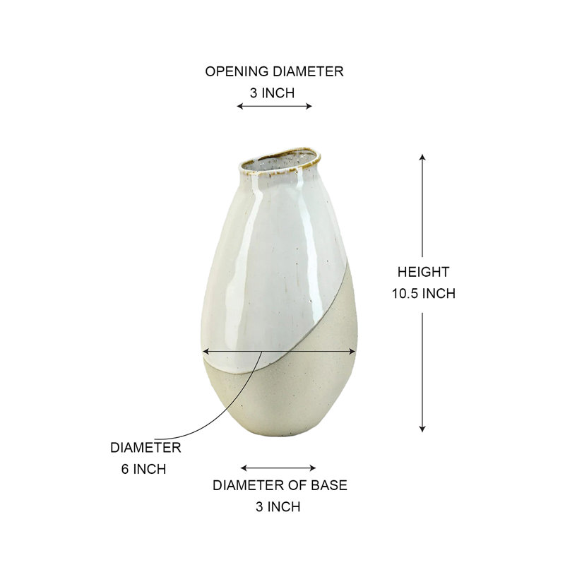  Sleek Two-Tone Ceramic Vase, Decorative Flower Vase, Perfect For Single Stems, Home, Office, Wedding Decor Accent, 6" Diameter & 10.5" Tall, Pack Of 6