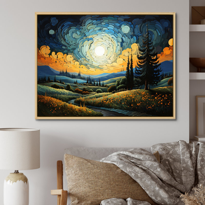 «Vangogh The Swaying Cypress III», art mural sur toile Vangogh, H 12 po x l 20 po x P 1 po, Cadre naturel flottant
