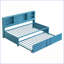 Lit de jour simple en métal avec lit gigogne, tablettes de rangement et amp; Ports USB - Bleu pour les petits espaces-1985259536