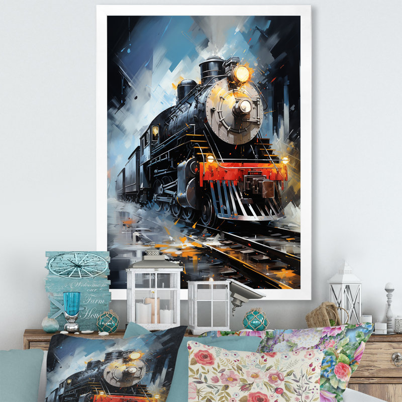 " Abstract Train Fluid Motion ", 20" H x 12" W x 1" D, White Picture Framed