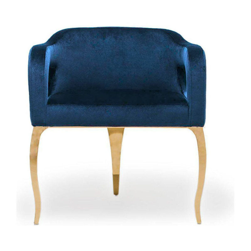 Fauteuil Iseminger, Bleu, Titane doré