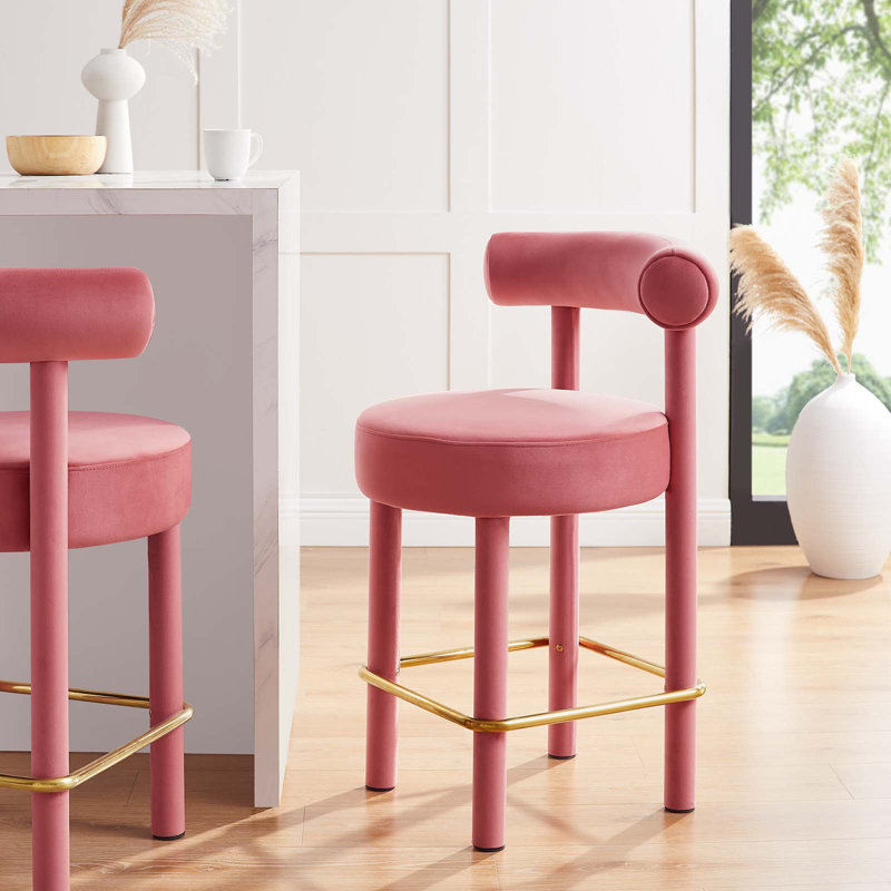 Tabouret Modway Toulouse, Tabouret de comptoir (siège d'une hauteur de 26 p, Doré, Fleur